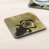 Hard plastic coaster bumblebee on peony flower bier onderzetter (Linkerzijde)