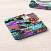 Hard Plastic Coaster – Neon Pulse Bier Onderzetter (Linkerzijde)