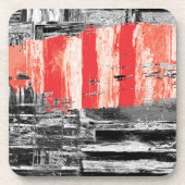 Hard Plastic Coaster – Red Pulse Abstract Design Bier Onderzetter (Voorkant)