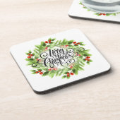 Hard Plastic Coaster Set-Christmas Holly Bier Onderzetter (Linkerzijde)