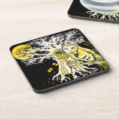 Hard Plastic Coaster – Urban Tree Owl & Wealth Bier Onderzetter (Linkerzijde)