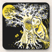 Hard Plastic Coaster – Urban Tree Owl & Wealth Bier Onderzetter (Voorkant)
