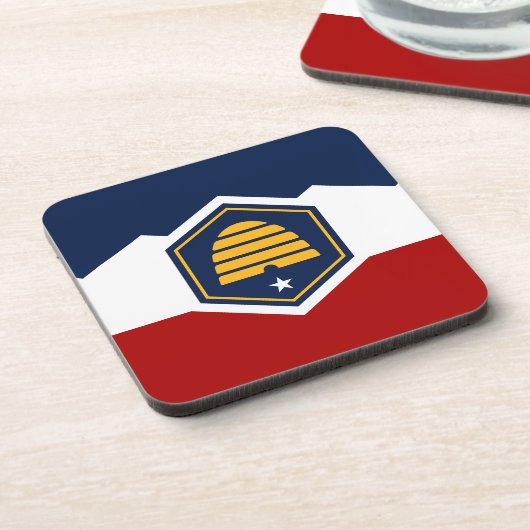 Hard plastic coaster with flag of Utah, USA Bier Onderzetter (Linkerzijde)