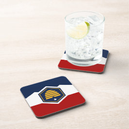 Hard plastic coaster with flag of Utah, USA Bier Onderzetter