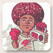 Hard Plastic Coaster – YOUTH Power Afro & Boombox Bier Onderzetter (Voorkant)