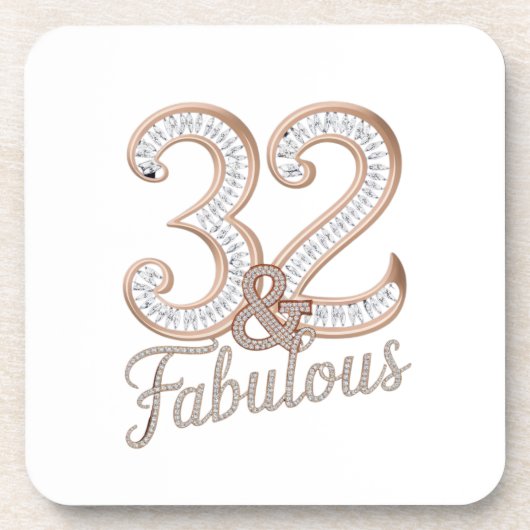 Hard Plastic Coster - 32 & Fabulous Bier Onderzetter (Voorkant)