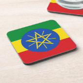 Hard plastic onderzetter met vlag van Ethiopië (Linkerzijde)