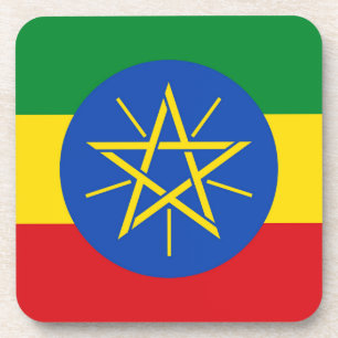 Hard plastic onderzetter met vlag van Ethiopië