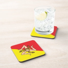 Hard plastic onderzetter met vlag van Sicilië, Ita