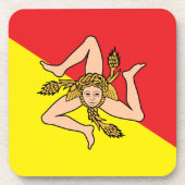 Hard plastic onderzetter met vlag van Sicilië, Ita (Voorkant)