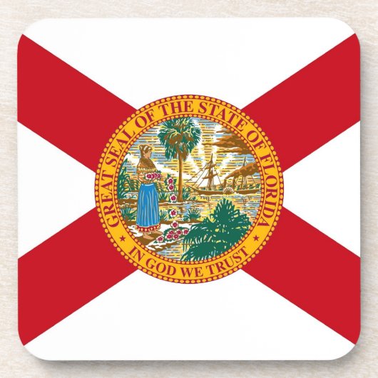 Hard plastiek onderzetter met vlag van Florida, Ve (Voorkant)