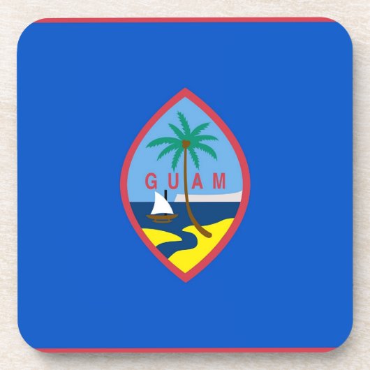 Hard plastiek onderzetter met vlag van Guam, Veren (Voorkant)