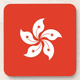 Hard plastiek onderzetter met vlag van Hong Kong