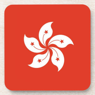 Hard plastiek onderzetter met vlag van Hong Kong