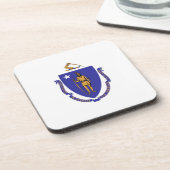 Hard plastiek onderzetter met vlag van Massachuset (Linkerzijde)