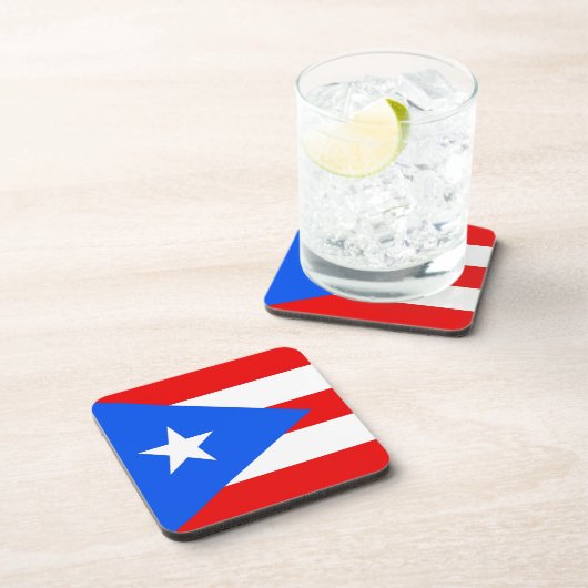 Hard plastiek onderzetter met vlag van Puerto Rico (Rechterzijde)