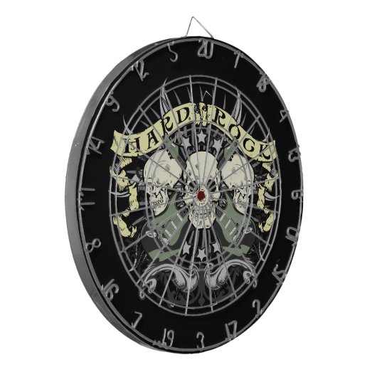 Hard Rock and Roll Skulls Gitaar Dartbord (Voorkant Links)