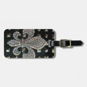 "HARD ROCK" BLACK "FLEUR DE LIS FAUX STUDDED PRINT BAGAGELABEL (Voorkant horizontaal)