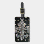 "HARD ROCK" BLACK "FLEUR DE LIS FAUX STUDDED PRINT BAGAGELABEL (Voorkant verticaal)