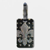 "HARD ROCK" BLACK "FLEUR DE LIS FAUX STUDDED PRINT BAGAGELABEL (Achterkant verticaal)