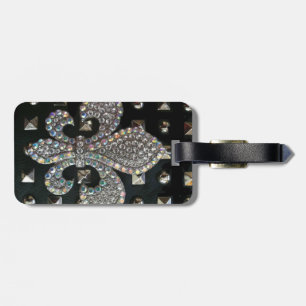 "HARD ROCK" BLACK "FLEUR DE LIS FAUX STUDDED PRINT BAGAGELABEL
