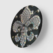 "HARD ROCK" BLACK FLEUR DE LIS FAUX STUDDED PRINT RONDE KLOK (Hoek)