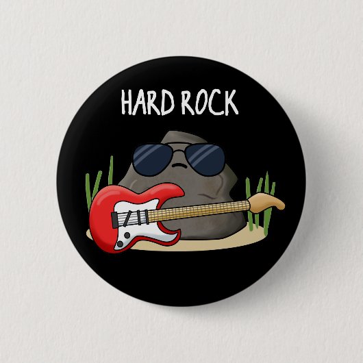 Hard Rock Funny Geology Music Pun Dark BG Ronde Button 5,7 Cm (Voorkant)