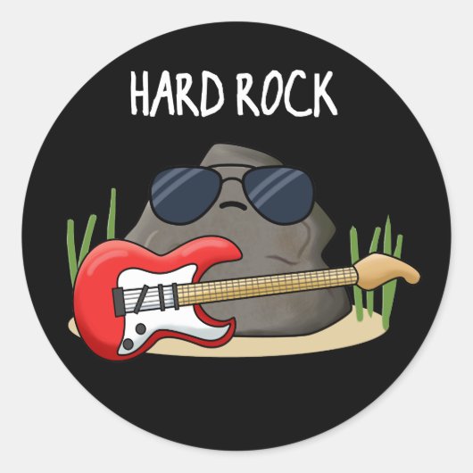 Hard Rock Funny Geology Music Pun Dark BG Ronde Sticker (Voorkant)