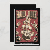 Hard Rock Music Festival Invitation Flat Card Bedankkaart (Voorkant / Achterkant)
