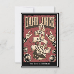 Hard Rock Music Festival Invitation Flat Card Bedankkaart