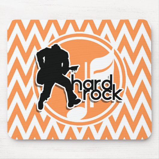 Hard Rock; Sinaasappel en witte Chevron Muismat (Voorkant)