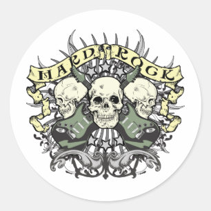 Hard Rock Skull en Guitars Ronde Sticker