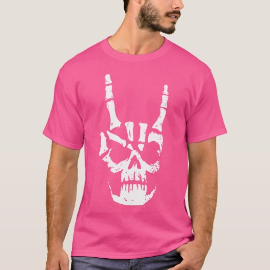 Hard Rock Skull Horn Hands Heavy Metal Gothic T-shirt (Voorkant)