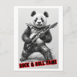 Hard Rocker Panda speelt elektrische gitaar op Feestdagenkaart