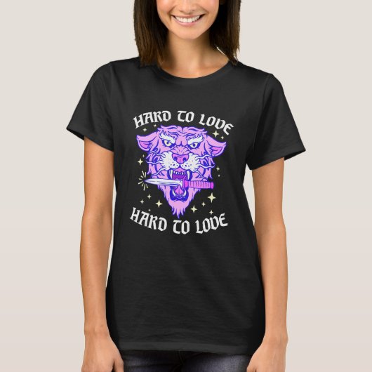 Hard To Love Tiger Face Knife Dagger Emo Break Up  T-shirt (Voorkant)