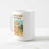 Hard trainen. Licht optillen. Bullio Cartoon Desig Koffiemok (Voorkant links)