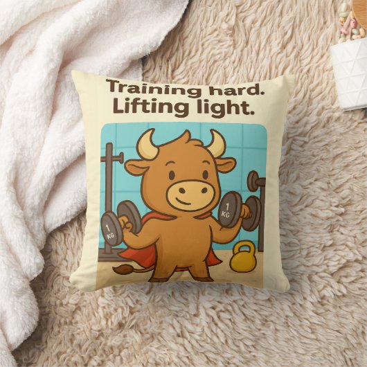 Hard trainen, licht tillen - Funny Bullio Gym Ta Kussen (Deken)