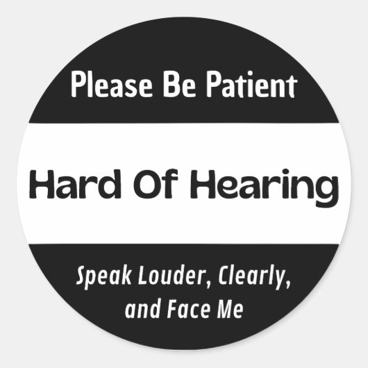 Hard van het gehoor klassieke zwarte Sticker (Voorkant)