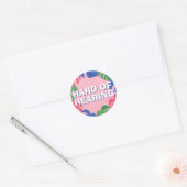 Hard van het horen Vrouwelijke Roze Tropische Blad Ronde Sticker (Envelop)