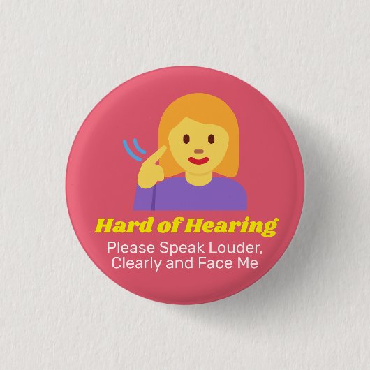 Hard van Hoorend Meisje met Gepersonaliseerde Teks Ronde Button 3,2 Cm (Voorkant)