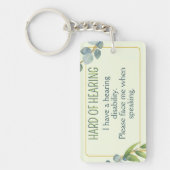 Hard van horen Doofheid Alert Groene bladeren Sleutelhanger (Voorkant)