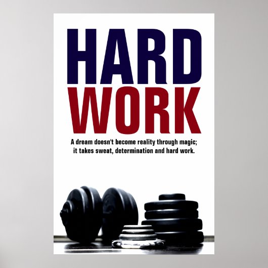 Hard Werk Bodybuilding Fitness Inspirerend Poster (Voorkant)
