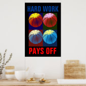 Hard werk loont basketbal Motivatie Pop kunst Poster (Keuken)