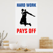 Hard werk loont basketbal sport Pop kunst Poster (Keuken)