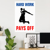 Hard werk loont basketbal sport Pop kunst Poster (Thuiskantoor)