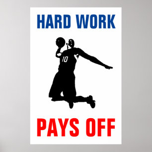 Hard werk loont basketbal sport Pop kunst Poster