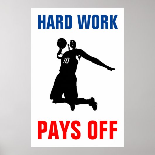 Hard werk loont basketbal sport Pop kunst Poster (Voorkant)