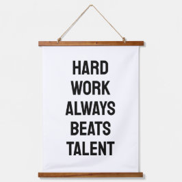 Hard Werk Slaat Talent Altijd Zwart&Wit Quote Hangend Wandkleed