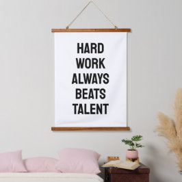 Hard Werk Slaat Talent Altijd Zwart&Wit Quote Hangend Wandkleed