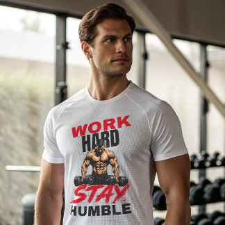 Hard werken Blijf nederig Gym T-shirt | Motiverend